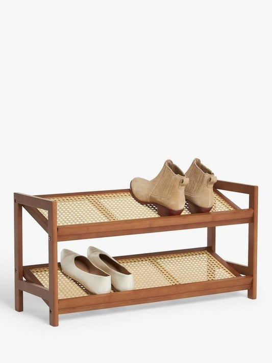Rattan Bamboo 2 Tier Shoe Rack