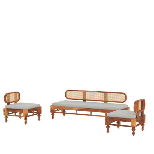 Simple Decent Cane Style Handmade Wooden Sofa Set