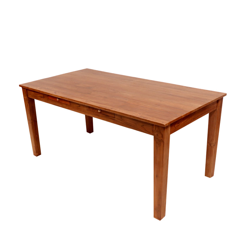 6 Seater Solid Wood Dining Table with 2 Drawers | Handmade Wooden Dining Set