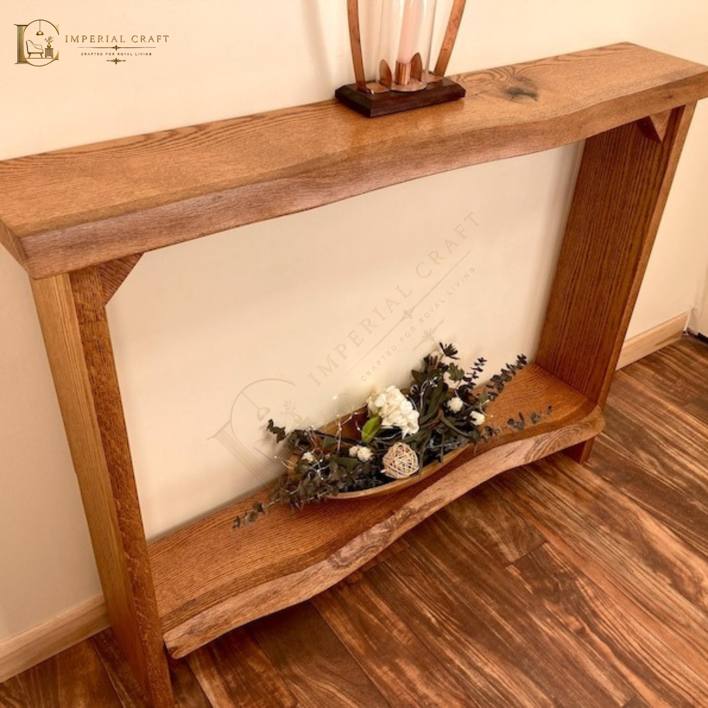 Handcrafted Sheesham Wood Console Table with Shelf – Solid Wood Entryway Table, Rustic Modern Hall Furniture