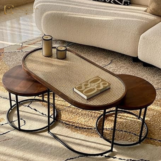 Rattan Coffee Table Set of 3