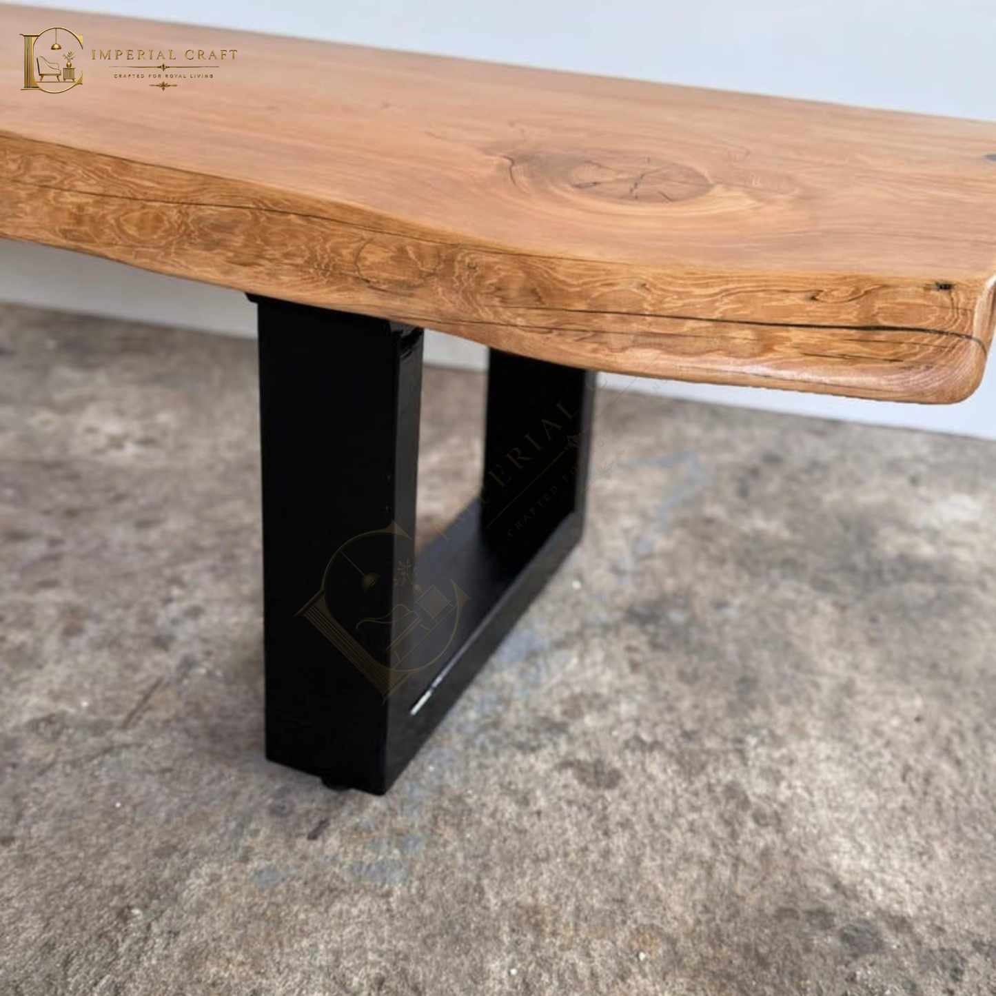 Live Edge Wood TV Stand, Handmade Rustic Media Console with Black Wooden Legs, Solid Wood TV Unit for Living Room