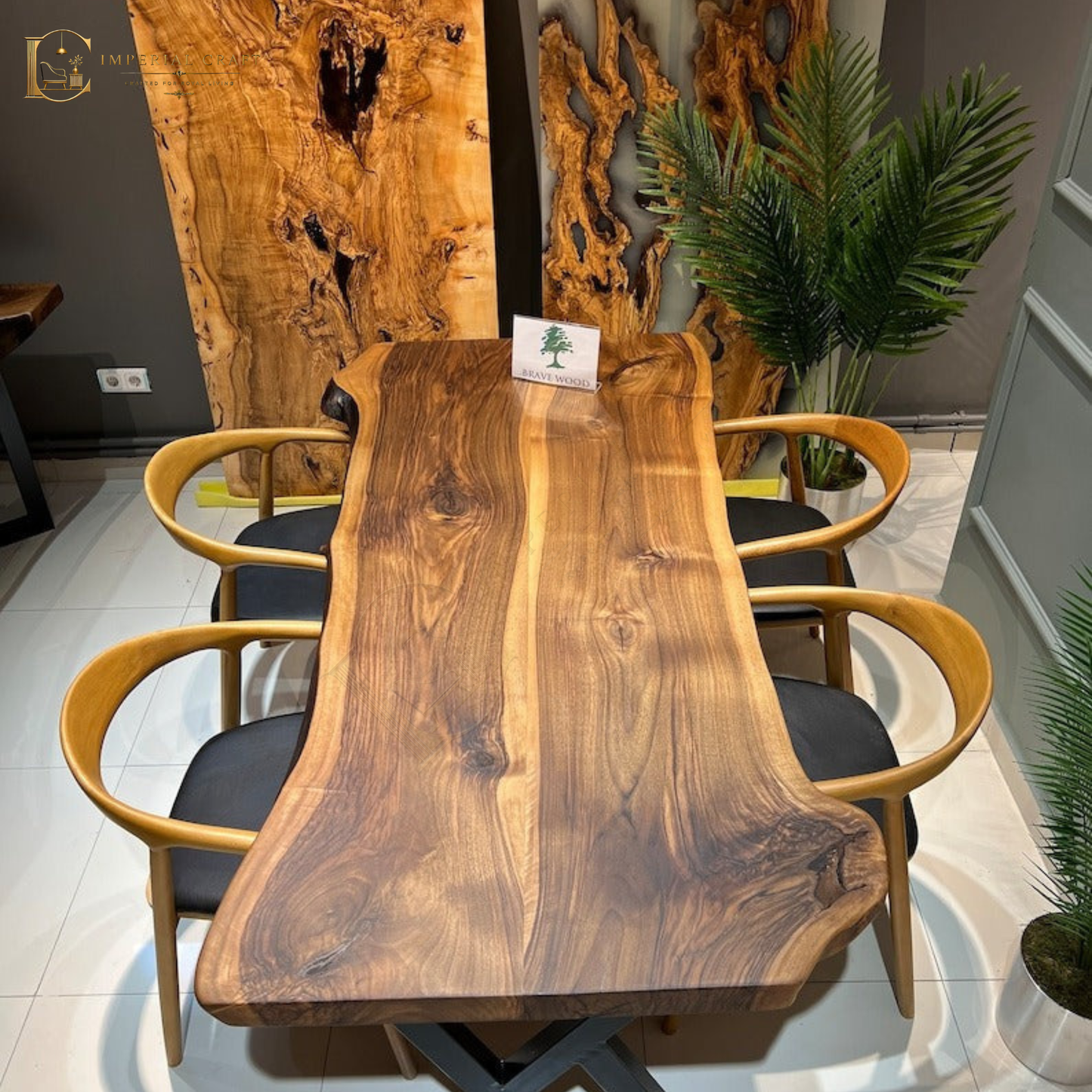 Custom Live Edge Sheesham Dining Table – Handmade Solid Wood Log Table | Natural Edge Rustic Dining Furniture
