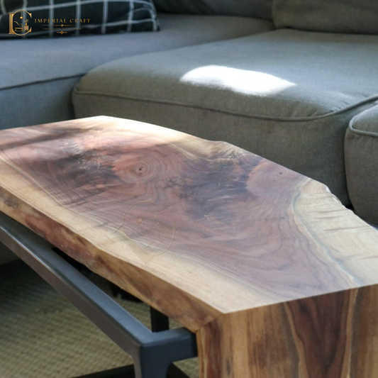 Live-Edge Sheesham Waterfall Bench / Coffee Table – Solid Wood Natural Edge Rustic Modern Design
