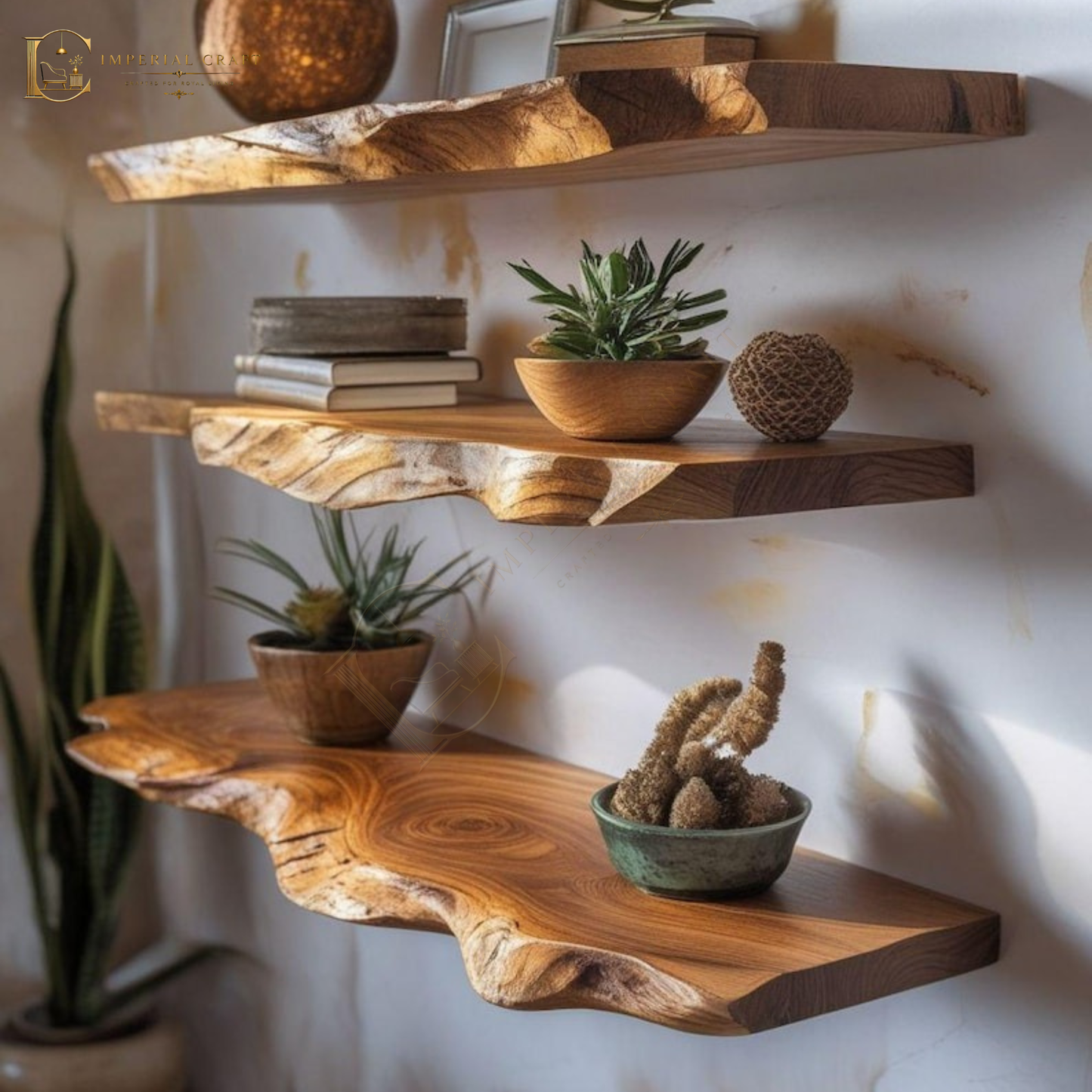 Live Edge Sheesham Root Floating Shelf – Rustic Wood Wall Shelf for Plants, Book, Bathroom, Bedroom, Kitchen, Living Room