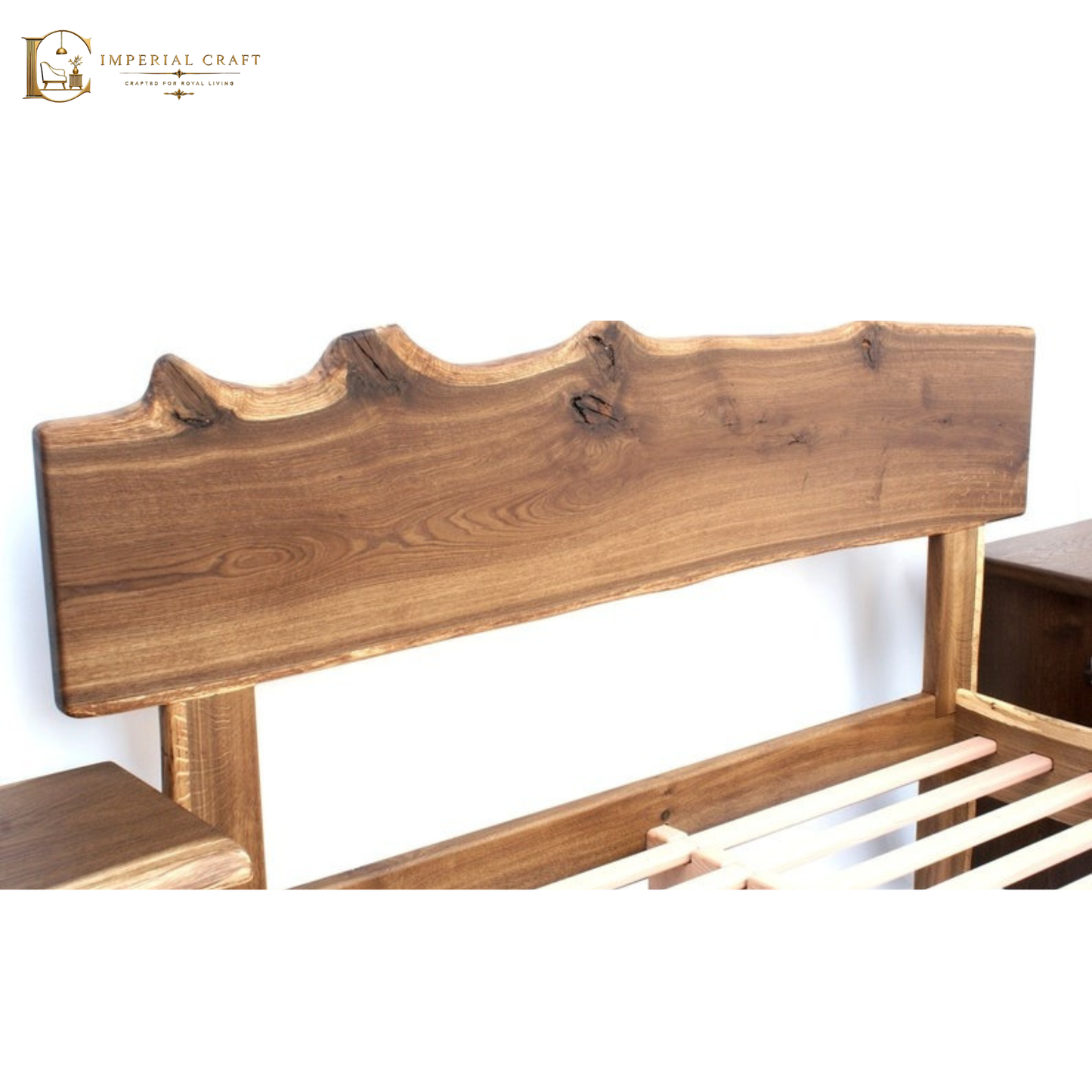 Live Edge Sheesham Wood Bed Frame – Handmade Solid Wood Platform Bed, Rustic Modern Bedroom Furniture