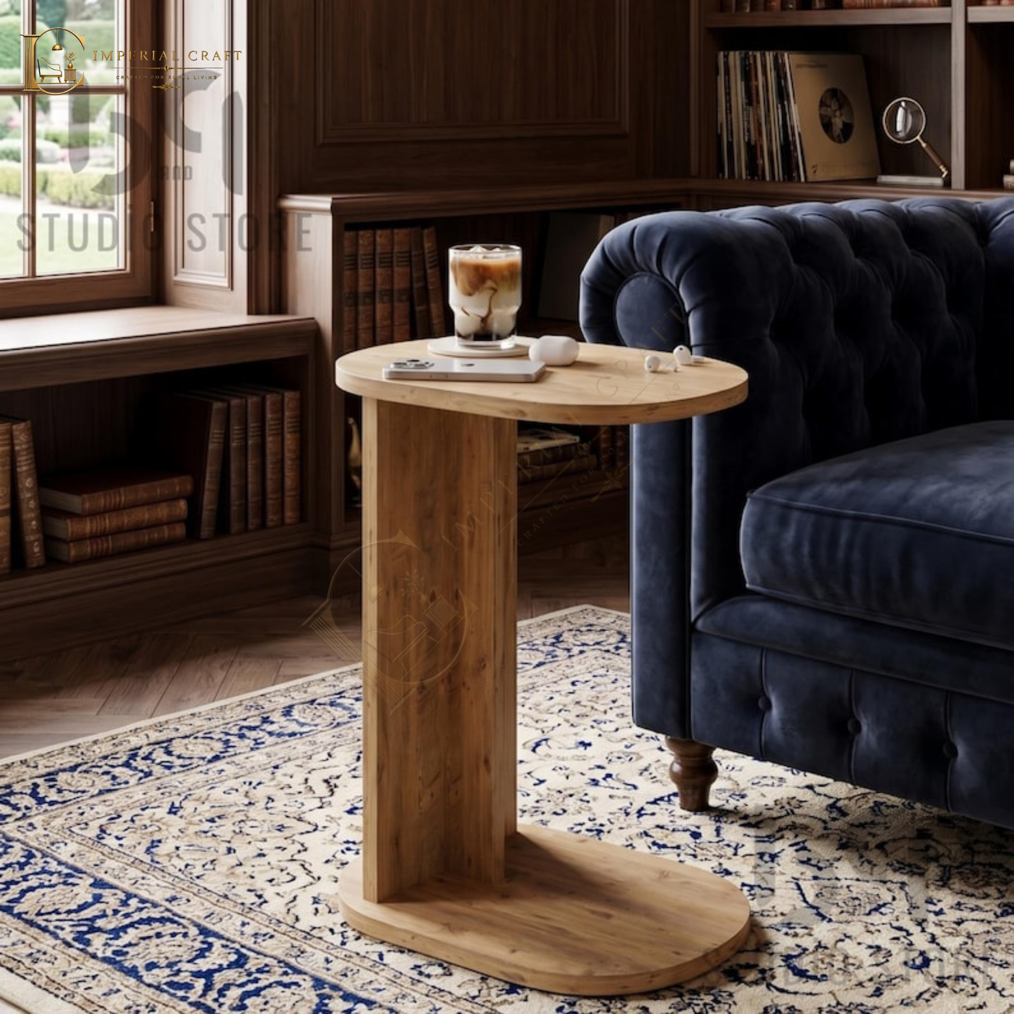 Handmade Wooden C Side Table