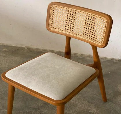 Handcrafted Rattan Solid Wood Chair β Modern Cane Accent Chair β Minimalist Dining & Living Room Seating