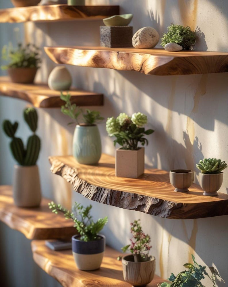 Live Edge Sheesham Root Floating Shelf – Rustic Wood Wall Shelf for Plants, Book, Bathroom, Bedroom, Kitchen, Living Room