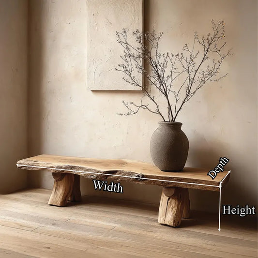 Handcrafted Live Edge Wooden Bench β Rustic Console Table & Sustainable Natural Wood Mudroom Furniture
