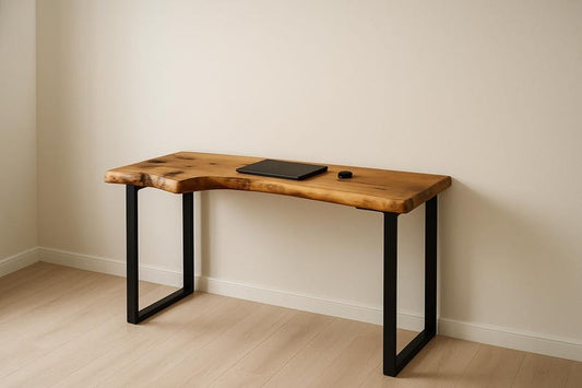 Handcrafted Live Edge Sheesham Desk β Solid Wood Slab with Metal Frame