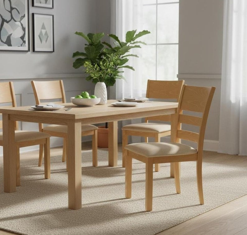 Solid Wood Dining Chair with Cushioned Seat