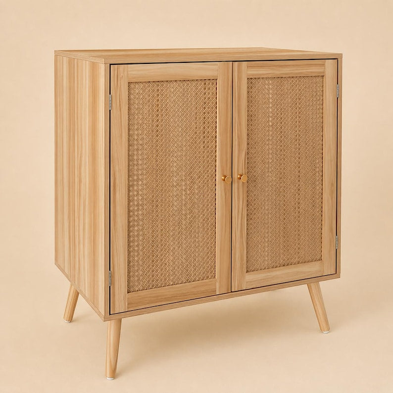 Rattan Cabinet, Boho Storage, Cane Furniture