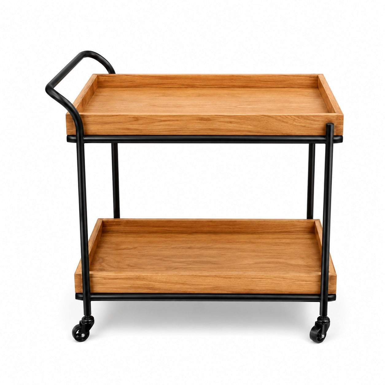 Rustic Rover 2-Step Sheesham Wood Tea Trolley – Solid Wood Rolling Serving Cart