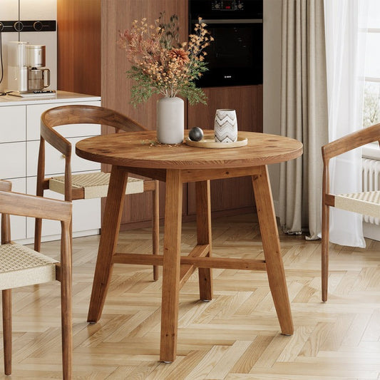 Solid Wood Round Dining Table | Handcrafted Wooden Dining Table