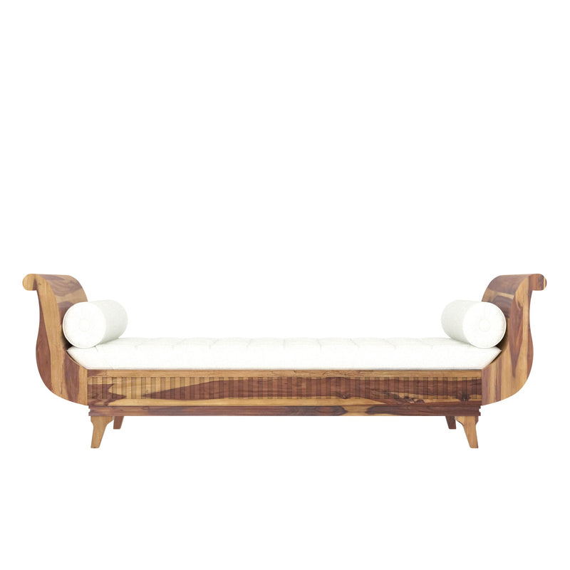 Traditional Light Finished Wooden Handmade Long Sofa
