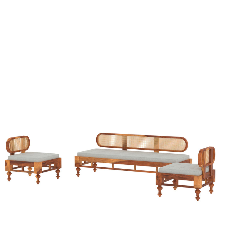 Simple Decent Cane Style Handmade Wooden Sofa Set
