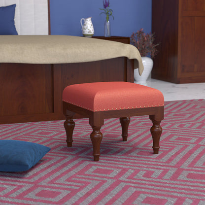 Classic Pink Wooden Stool | Handmade Ethnic Accent Stool