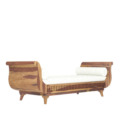 Traditional Light Finished Wooden Handmade Long Sofa