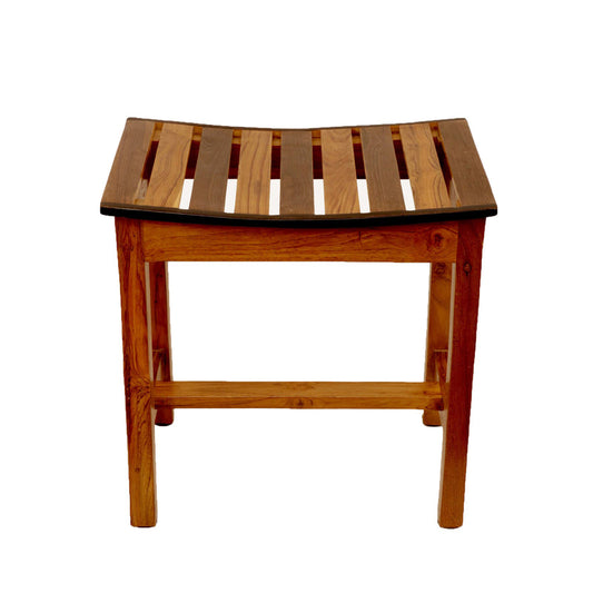 Curved Rectangle Solid Wood Stool | Handmade Wooden Accent Stool