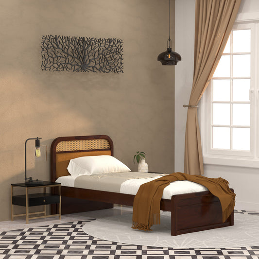 Luxury Rattan Single Bed | Handmade Wooden Cane Bed Frame