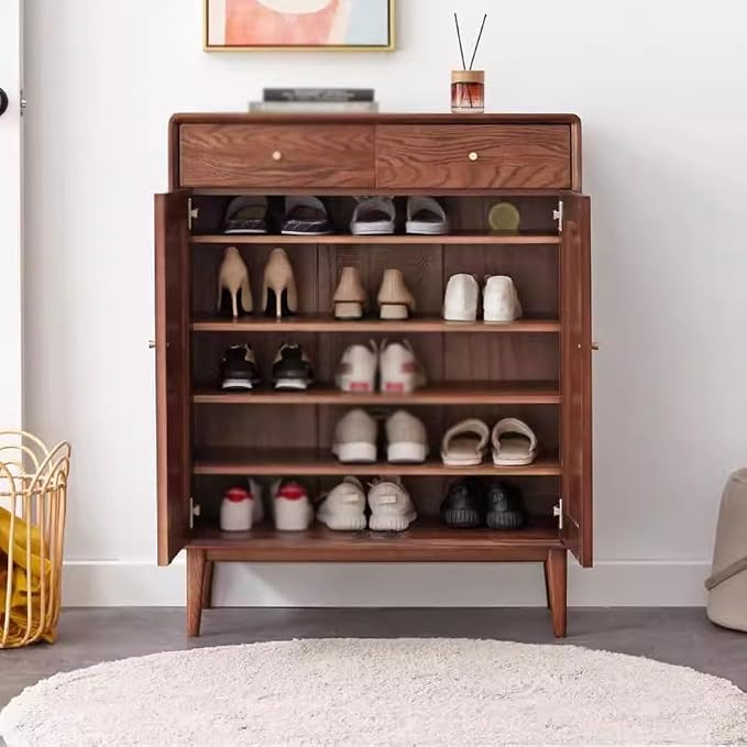 Solid Wood Shoe Cabinet, Home Entrance Cabinet, Balcony Storage Cabinet