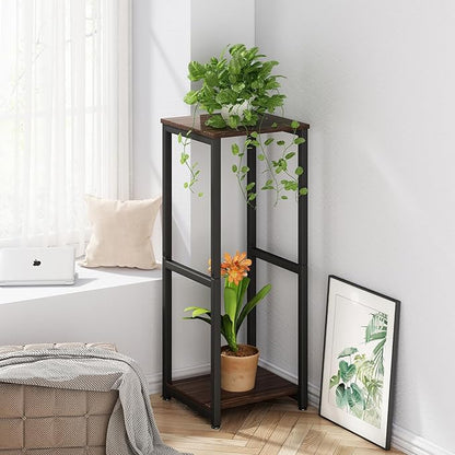 Plant Stand Indoor Corner Tall 2 Tier Metal Modern Flower Storage Plant Shelf Holder for Living Room Balcony Garden