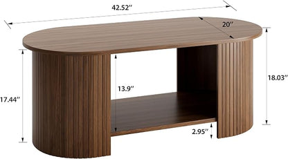 2-Tier Oval Coffee Table with Storage
