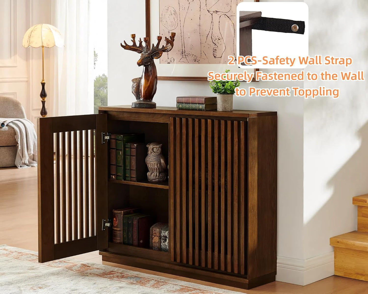Solid Wood Storage Cabinet for Entryway – Handcrafted Sheesham Wood Organizer