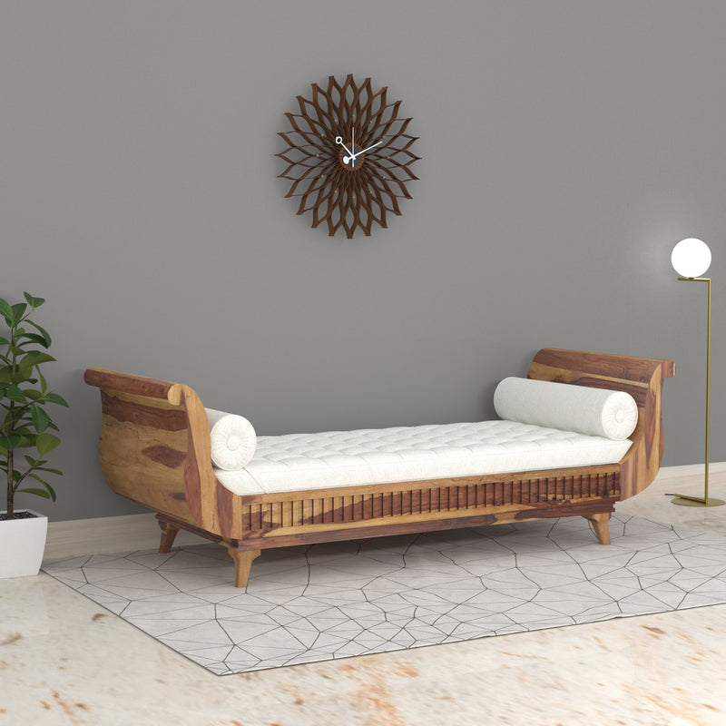 Traditional Light Finished Wooden Handmade Long Sofa