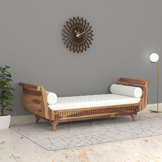 Traditional Light Finished Wooden Handmade Long Sofa