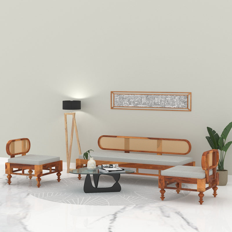 Simple Decent Cane Style Handmade Wooden Sofa Set
