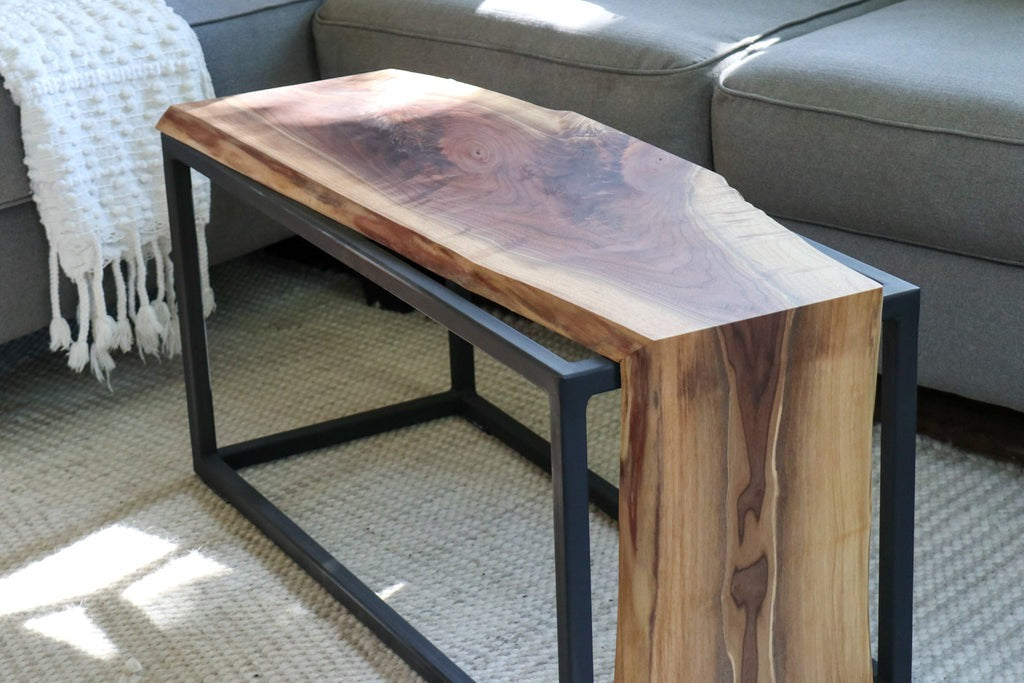 Live-Edge Sheesham Waterfall Bench / Coffee Table – Solid Wood Natural Edge Rustic Modern Design
