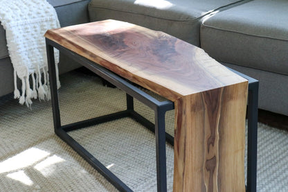 Live-Edge Sheesham Waterfall Bench / Coffee Table – Solid Wood Natural Edge Rustic Modern Design