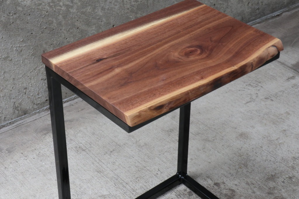 Live Edge Sheesham Computer Side Table – Sideways Orientation Solid Wood Laptop / Workstation Table