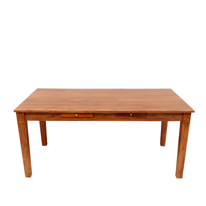 6 Seater Solid Wood Dining Table with 2 Drawers | Handmade Wooden Dining Set