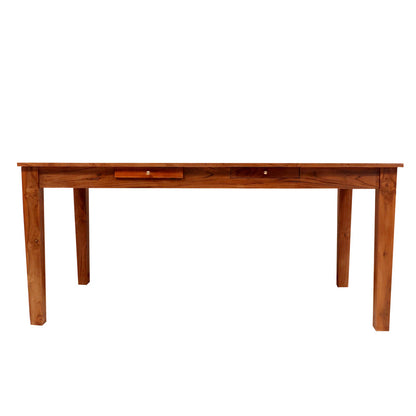 6 Seater Solid Wood Dining Table with 2 Drawers | Handmade Wooden Dining Set