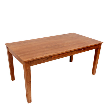 6 Seater Solid Wood Dining Table with 2 Drawers | Handmade Wooden Dining Set