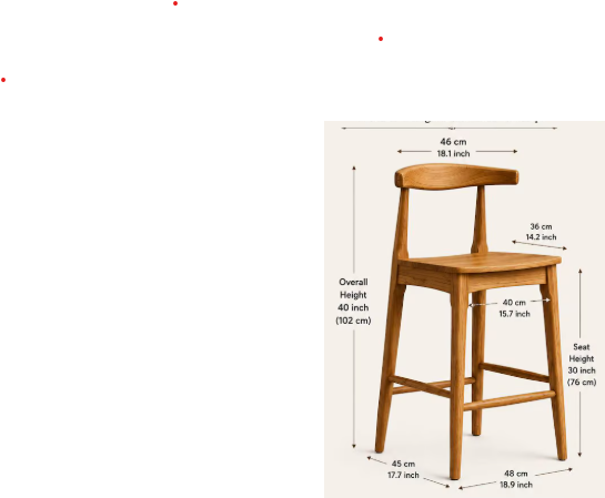 Solid Wood Stool | Mid-Century Modern, Scandinavian Style Bar and more place Seating