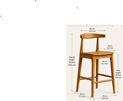 Solid Wood Stool | Mid-Century Modern, Scandinavian Style Bar and more place Seating