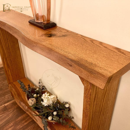 Handcrafted Sheesham Wood Console Table with Shelf – Solid Wood Entryway Table, Rustic Modern Hall Furniture