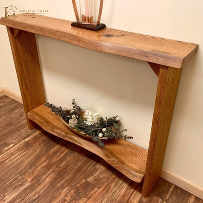 Handcrafted Sheesham Wood Console Table with Shelf – Solid Wood Entryway Table, Rustic Modern Hall Furniture