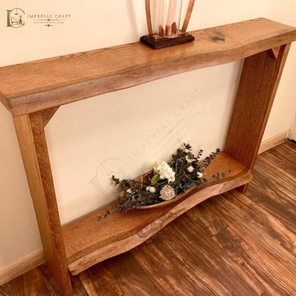Handcrafted Sheesham Wood Console Table with Shelf – Solid Wood Entryway Table, Rustic Modern Hall Furniture