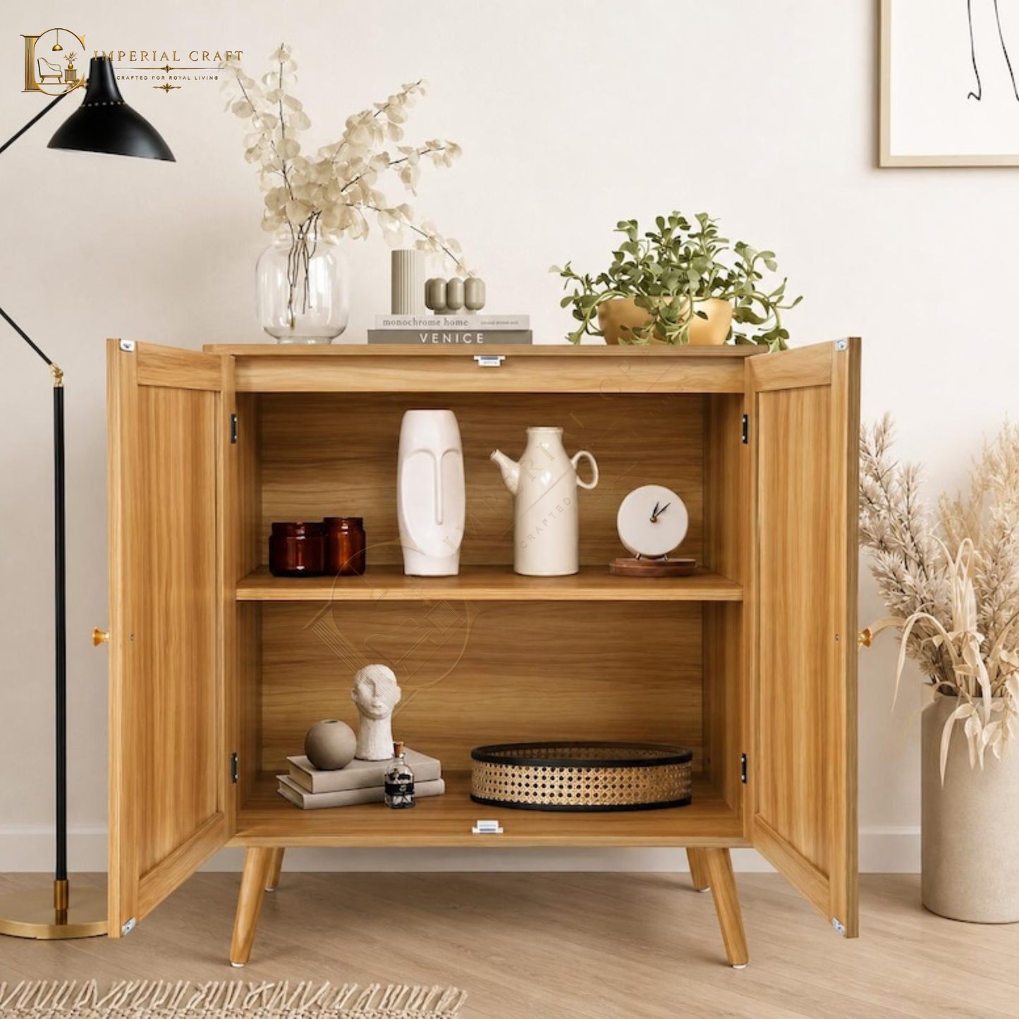Rattan Cabinet, Boho Storage, Cane Furniture
