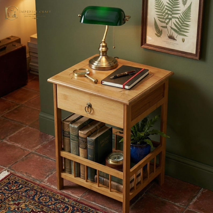 Solid wood Nightstand with Drawer | Boho Bedroom Side Table Storage Plant Stand