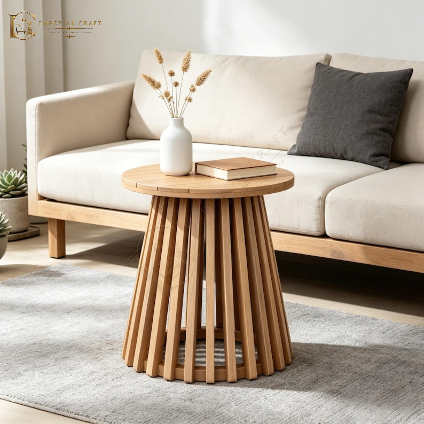 Rectangle Coffee Table with Solid Wood Legs – Modern Wooden Center Table for Living Room