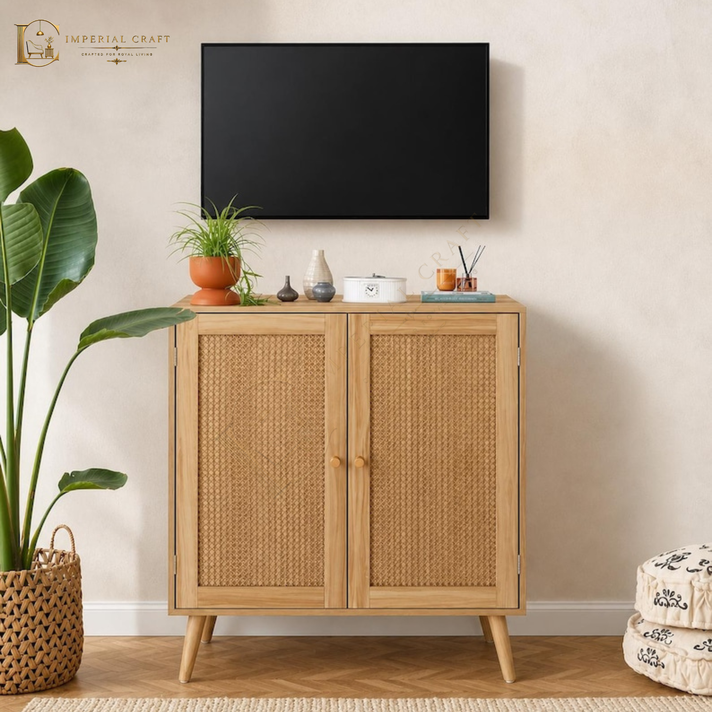 Rattan Cabinet, Boho Storage, Cane Furniture