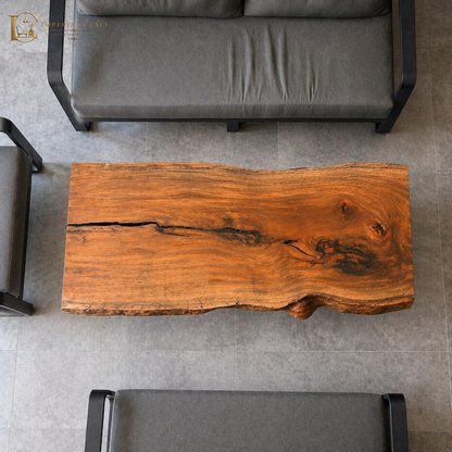Live Edge Central Coffee Table, Modern Handmade Furniture Solid Wood Rustic Coffee Table | Natural Edge Slab Table | Large Coffee Table