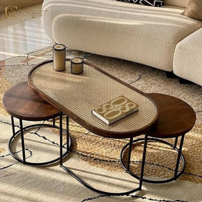 Rattan Coffee Table Set of 3