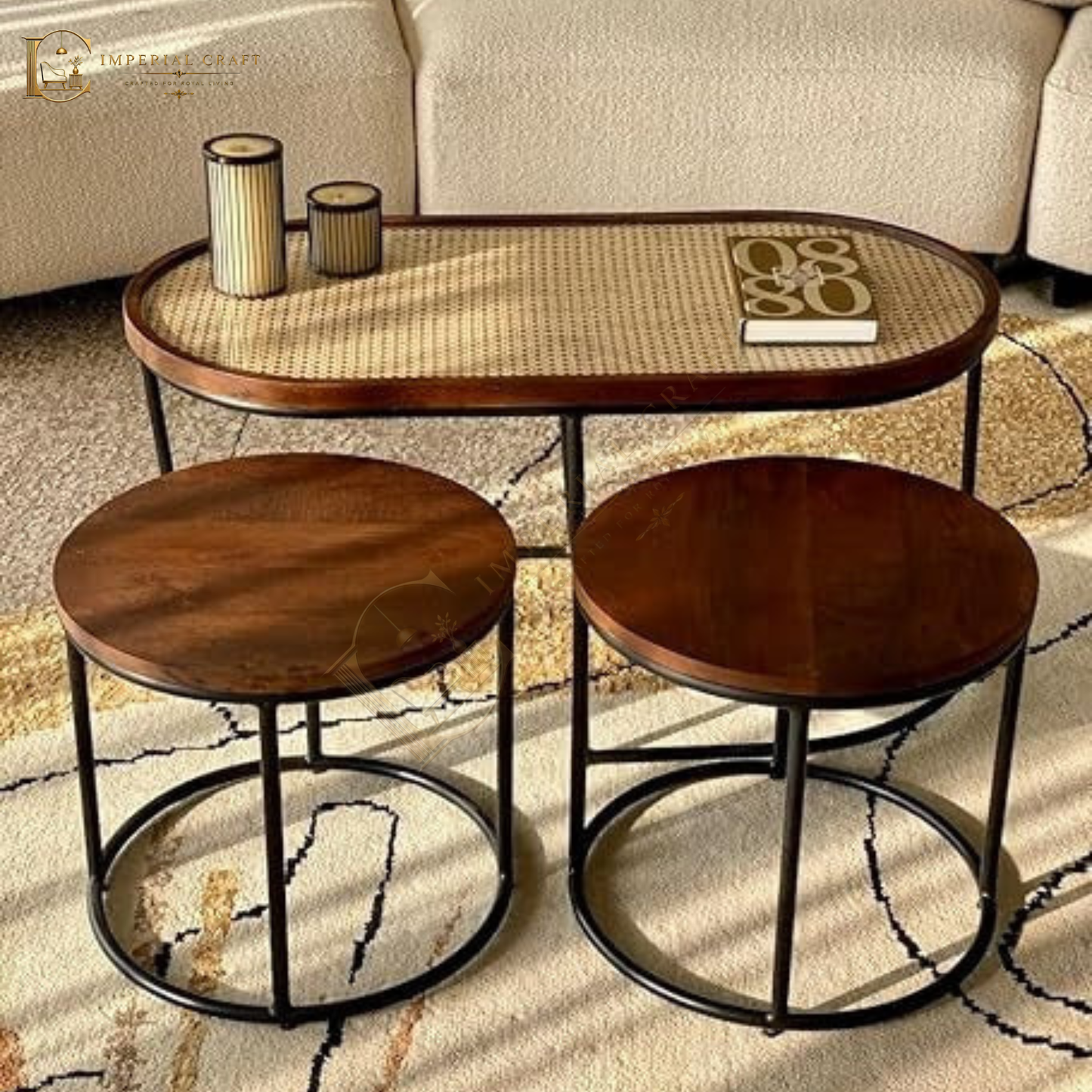 Rattan Coffee Table Set of 3